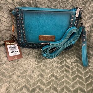 Wrangler Turquoise Studded Clutch/Crossbody